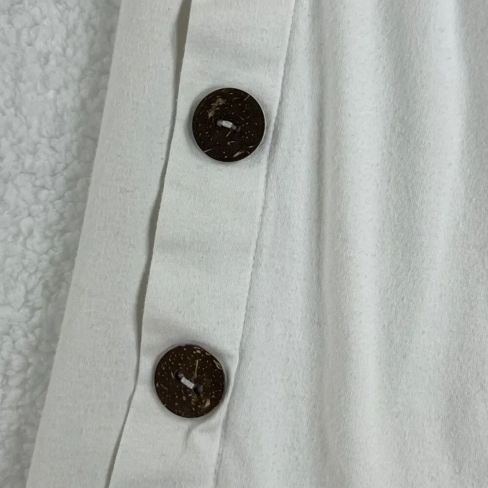Soft Surroundings Womens S Newport Beach Pants White Wood Buttons Crop Wide Leg - Picture 5 of 13